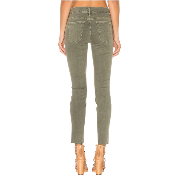 Mother High Waisted Hi Rise Looker Ankle Fray Denim Jeans Size 28 in Army Green - Picture 5 of 15